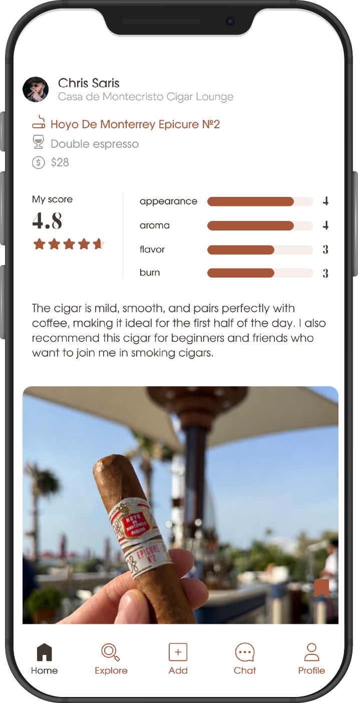 Cigar Journal app screen
