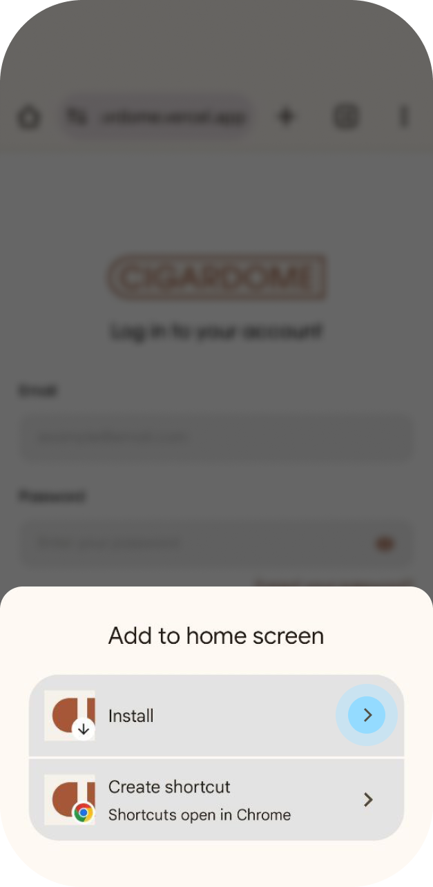 Tap Install in the Add to Home Screen sheet